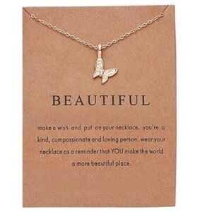 Gold Butterfly Necklace ✨ “Beautiful” Affirmation Card | Minimal Gift Jewelry
